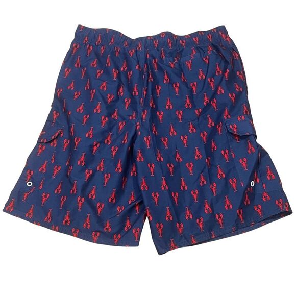 Beverly Hills Polo Club Men's Blue and Red Lobster Swim Trunks - Picture 2 of 10